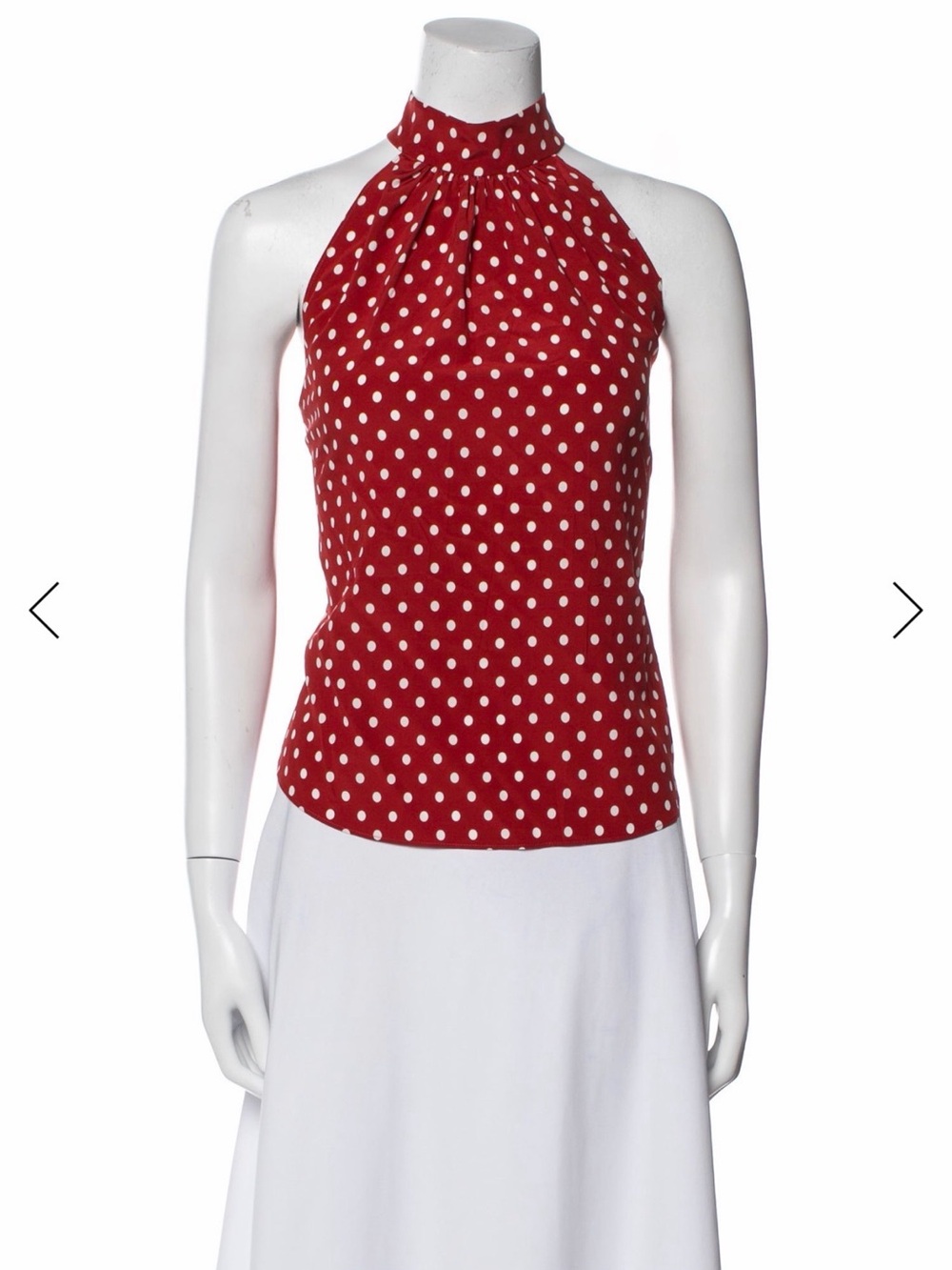 Veronica Beard Red Polka Dot Halter Neck Women's Top